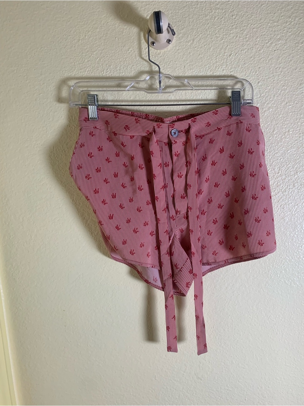 NWT La Boheme Rose Pink Printed Tie-Front Lounge Shorts, Size S